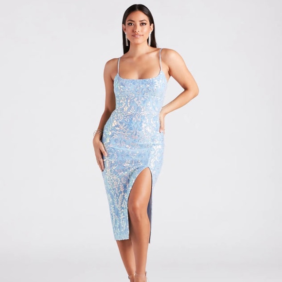Windsor - Karley Formal Sequin Low Back Midi Dress - Picture 1 of 2